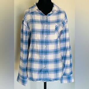 Aerie Super Soft Pastel Plaid Button Up Shirt Sz S Boho Cottagecore F22609